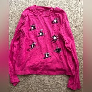 Gap kids pink penguin long sleeve 8